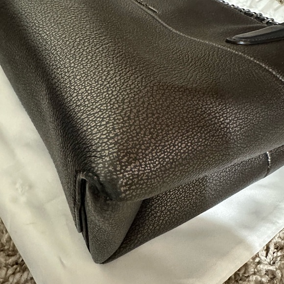 COACH MINI TURNLOCK BOROUGH BAG W/WOVEN CHAIN IN METALLIC LEATHER CROSSBODY - Picture 10 of 13